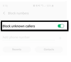 Block incoming calls on Samsung S10, S10e S10 Plus