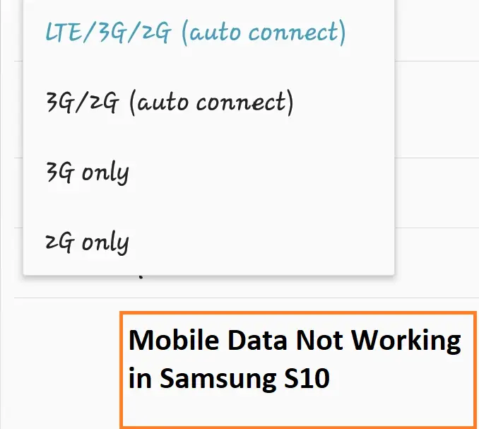 mobile data not working in Samsung S10