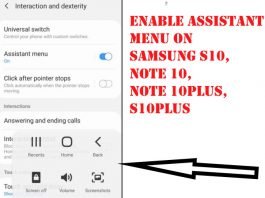 Enable Assistant menu on Samsung S10, Note 10, S10plus,Note 10Plus