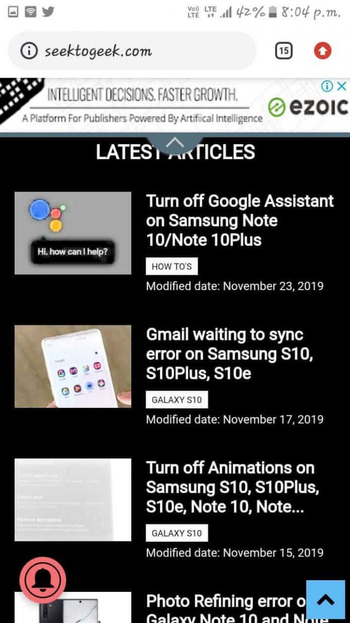 enable dark mode on chrome app on s10 and note 10