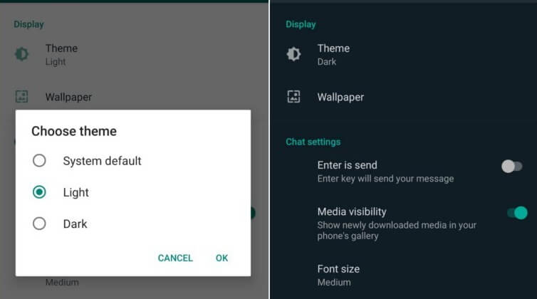 Enable WhatsApp Dark Mode on Samsung S10, Note 10