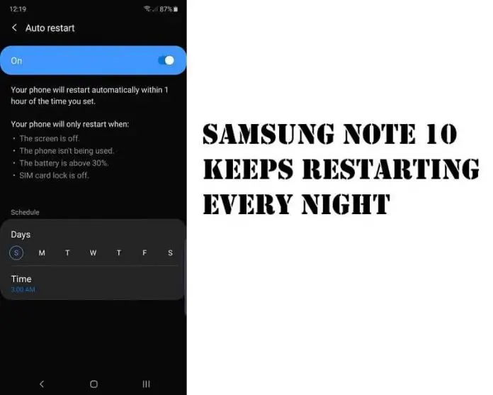 Fix Samsung Note 10 Restarts Every Night