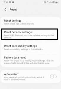 Tap Reset network settings on S20 and S20Plus