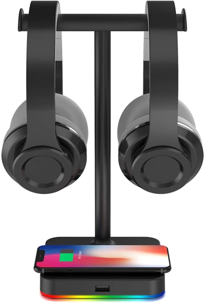 Dual Headset Stand Wireless Charging