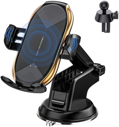 Wireless Car Charger,10W Qi Fast Charging Auto-Clamping Car Phone Holder Mount,Air Vent Windshield