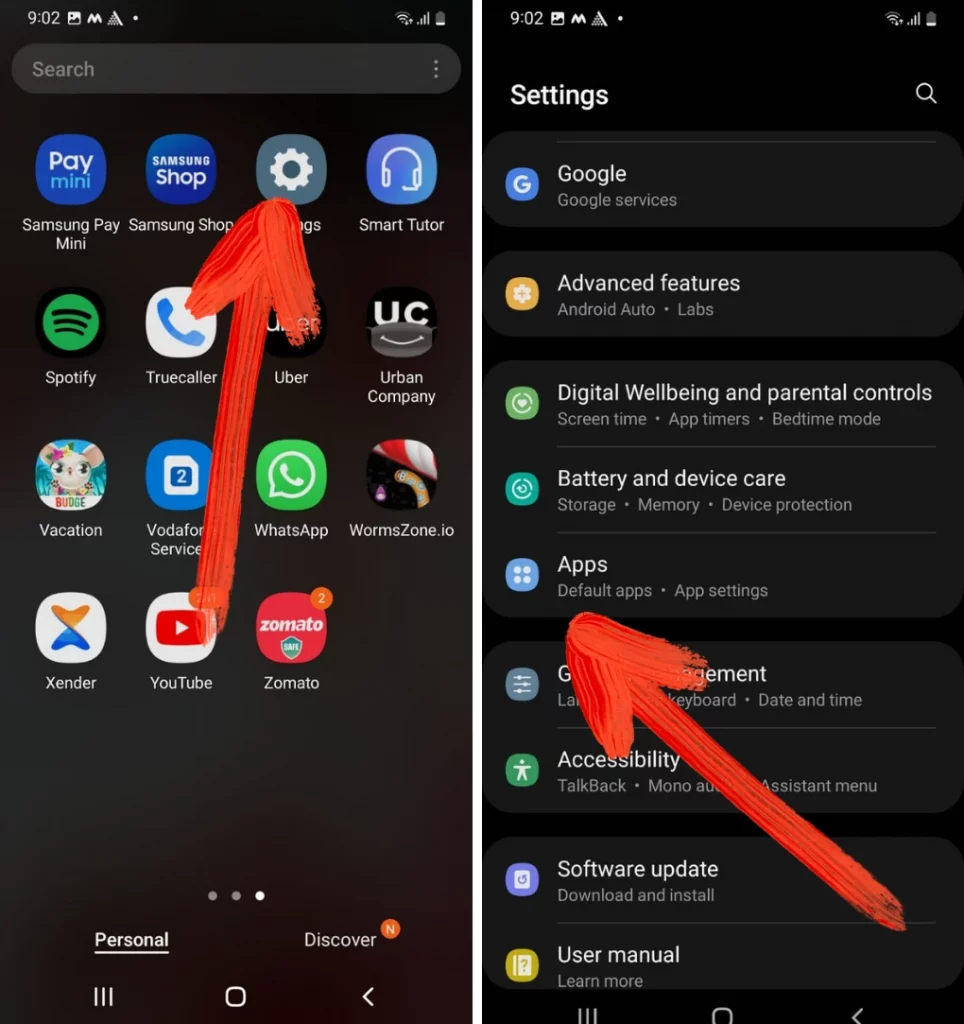 select Settings and Apps