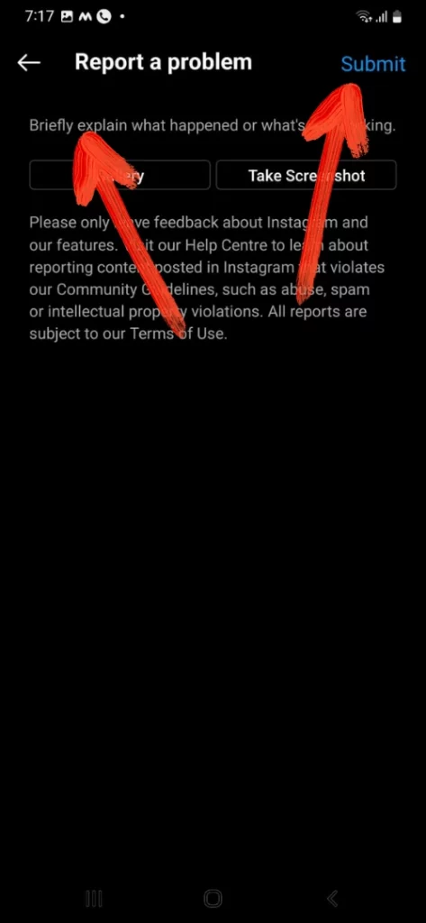 report issue on Instagram
