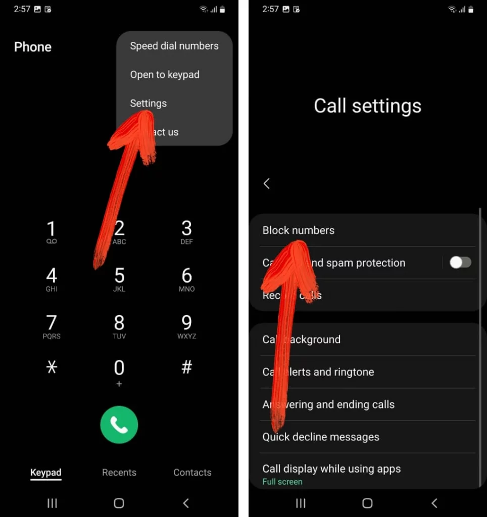 how block number on Android phone