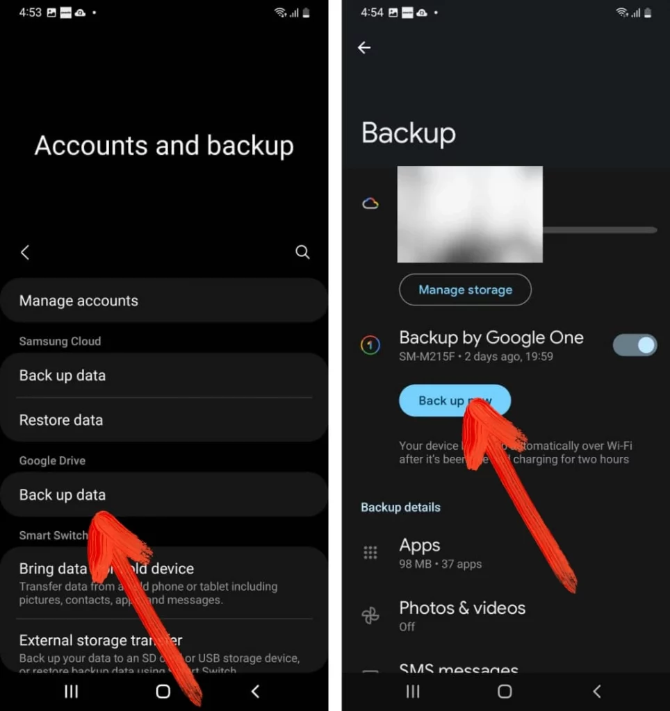 Backup Data using Google Account on Ssamsung phone