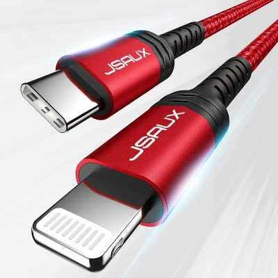 JSAUX – iPhone 14 Nylon Braided USB-C to Lightning Cable