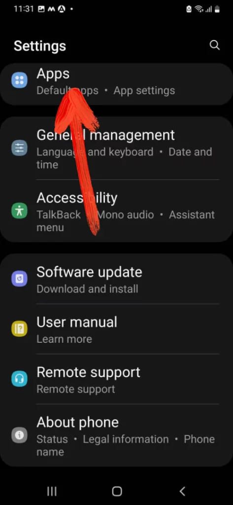 samsung - settings - apps - show system apps