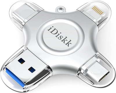 iDiskk 4-in-1 Flash Drive for iPhone, Android, Windows, Mac