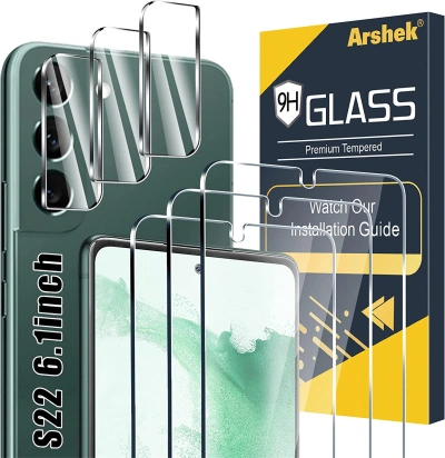 Arshek Screen Protector and Camera Lens Protector for Samsung S22