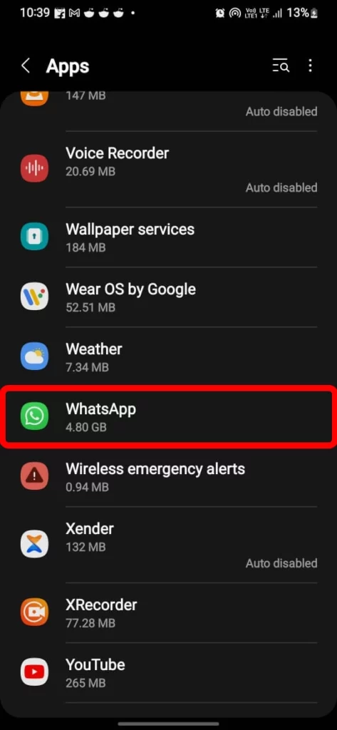 Select WhatsApp