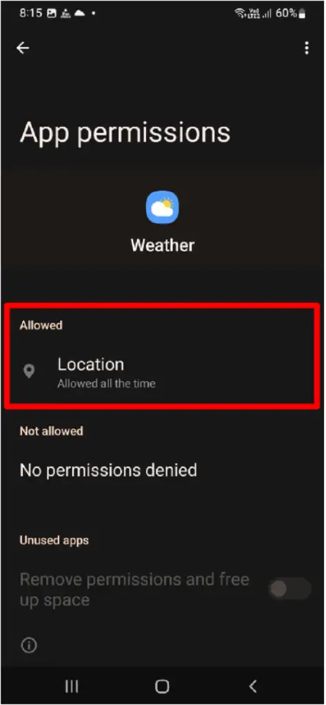 Weather App Permission